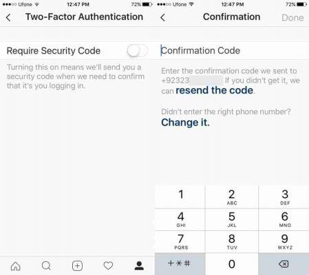 Two-factor authentication Instagram how to activate